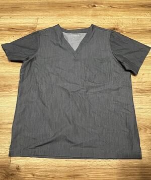 Mandala Mens Shirt Size XL Grey V Neck Short Sleeve Pocket (A85)